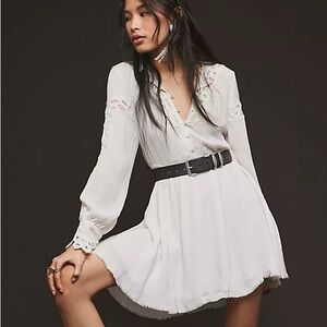 Free People FP One Crocheted Lace Long Sleeve Paige Dress in Ivory size small
